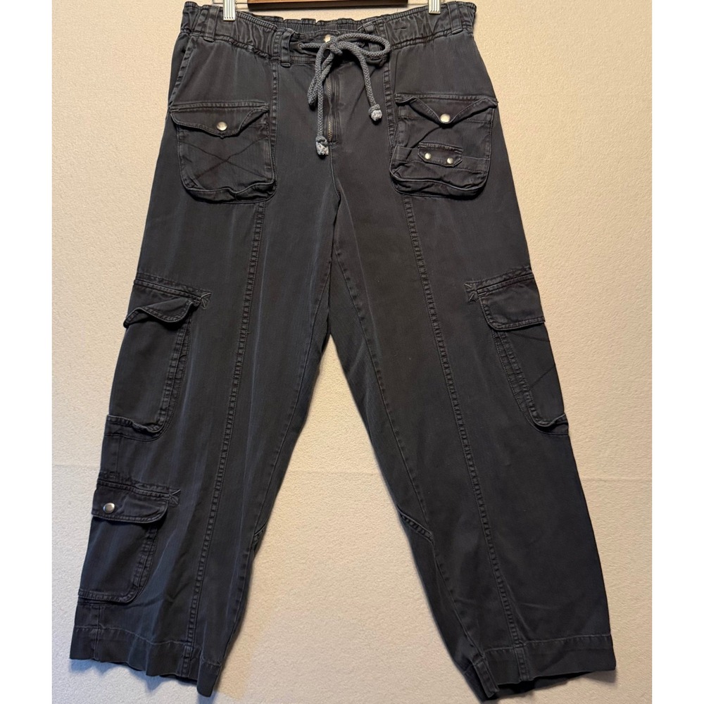 We the Free Free People Tahiti Pull On Cargo Pants Washed Black Women Size Large